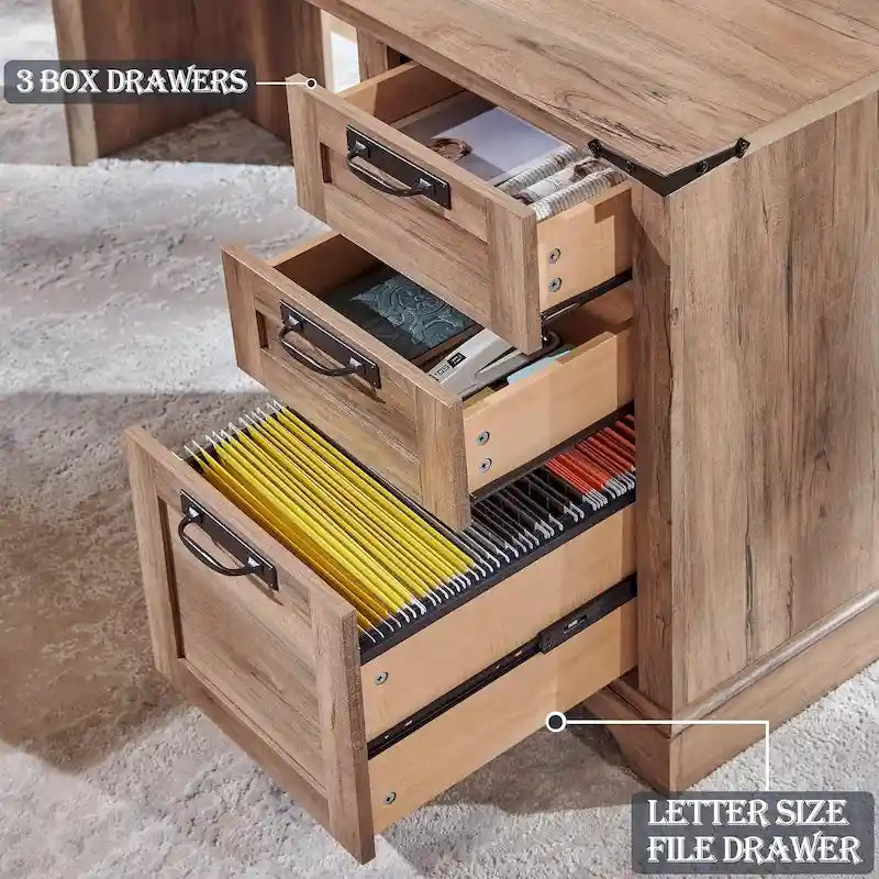60 Scrivania Direzionale a L da Fattoria, Scrivania ad Angolo in Legno, Scrivania per Computer