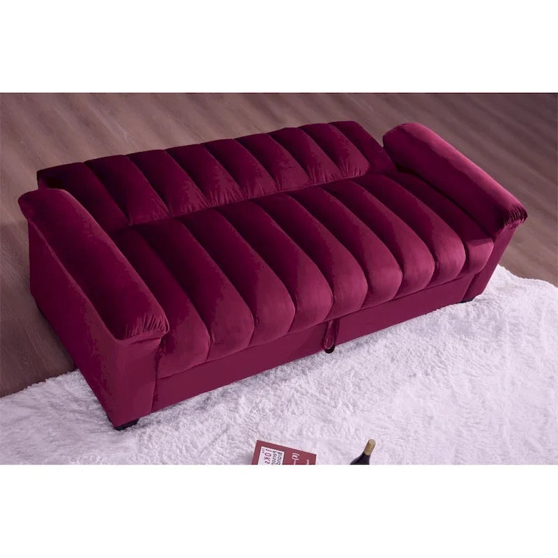 Divano letto convertibile in velluto da 82,7" con 2 cuscini