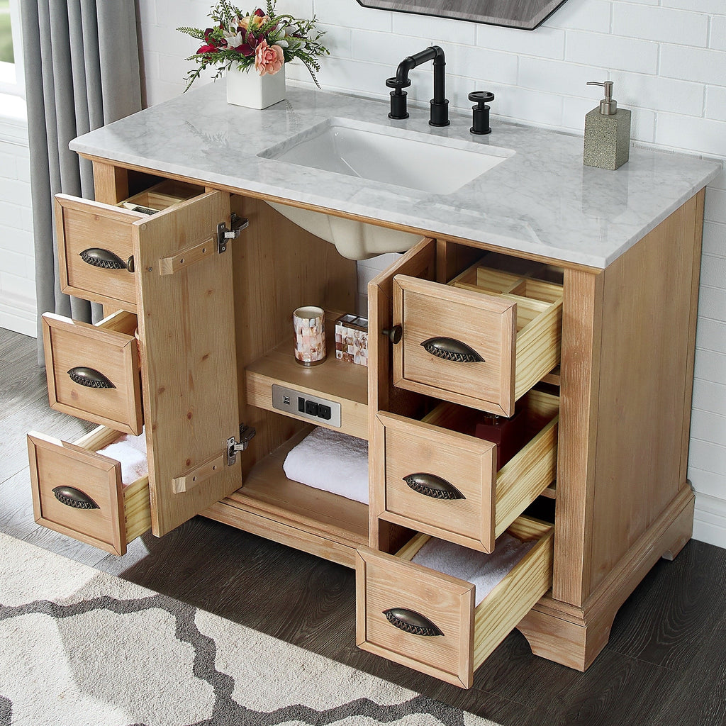 Mobile bagno Hervas con top in marmo naturale senza specchio