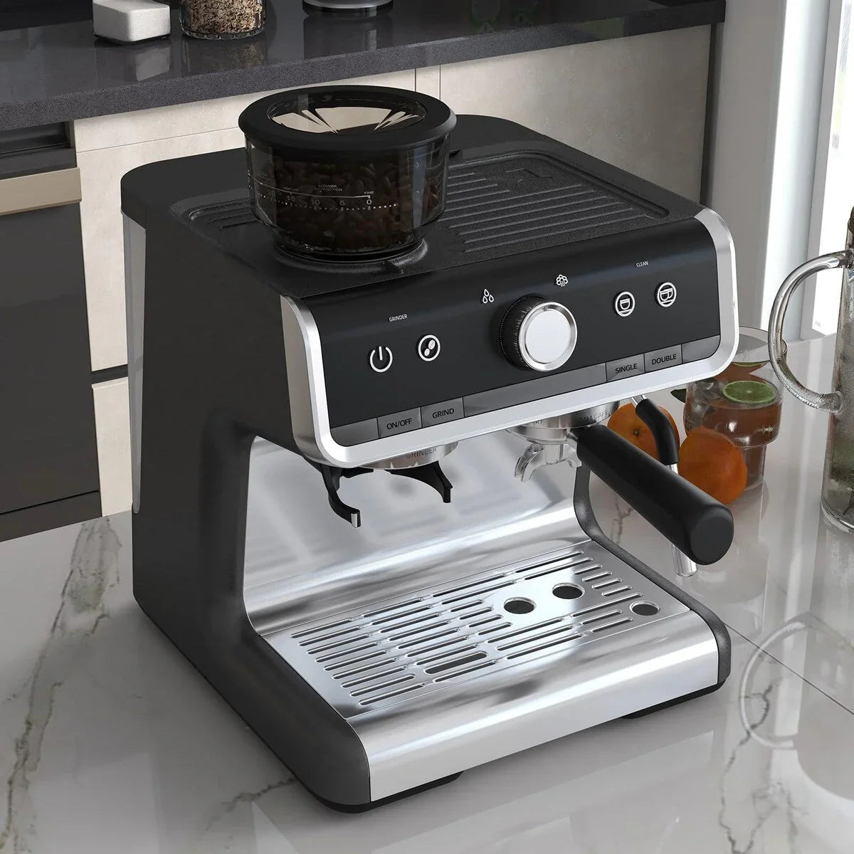 Macchina da caffè espresso, con macinacaffè, serbatoio dell'acqua da 2,8 L