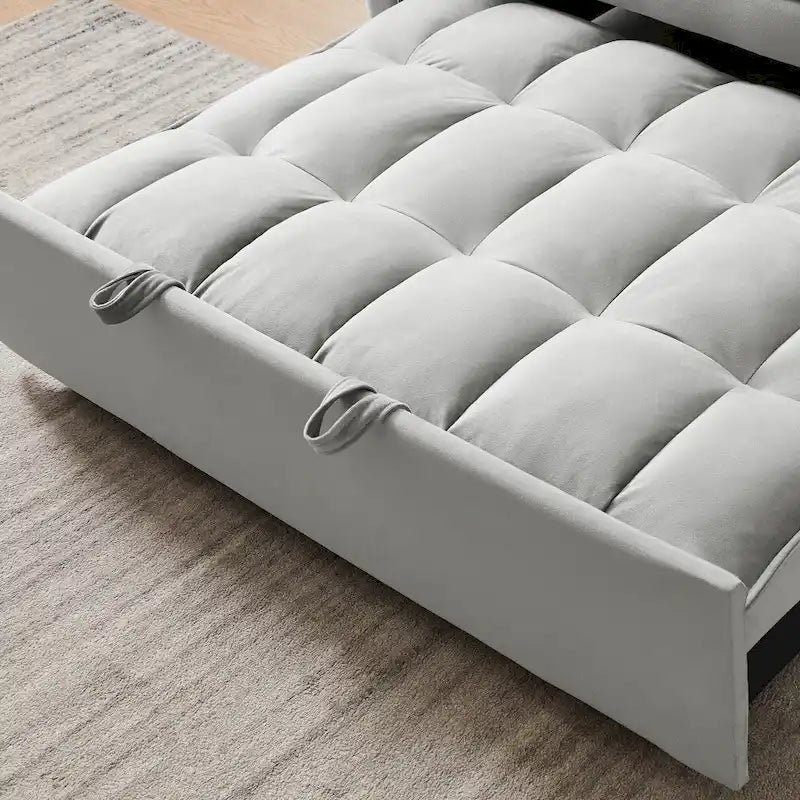 Divano letto 3 in 1 in velluto convertibile con letto estraibile e schienale reclinabile