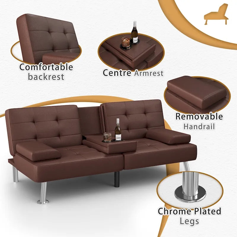 Divano letto futon convertibile Homall con portabicchieri e cuscini