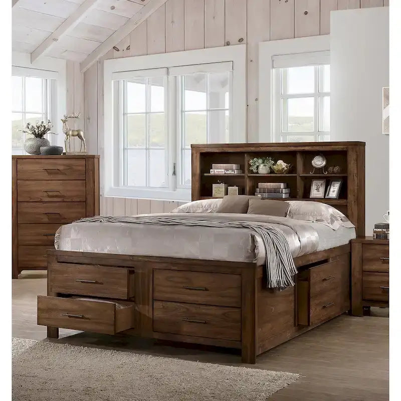 Letto in noce con 6 cassetti sottostanti