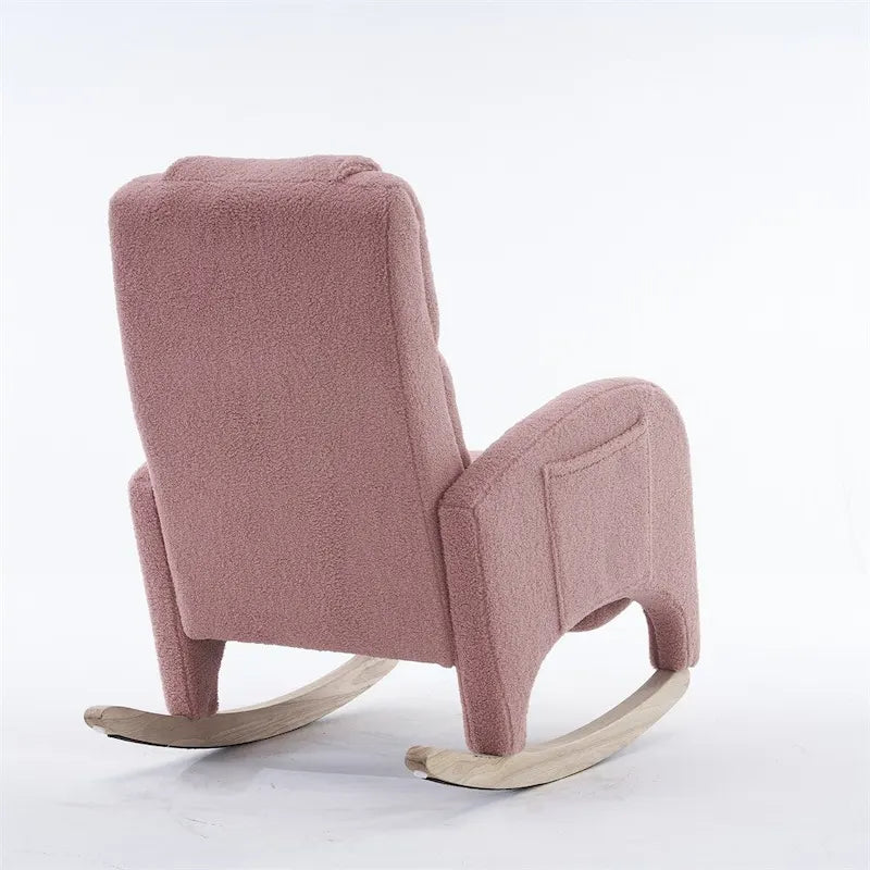 Sedia a dondolo ergonomica in tessuto per cameretta con poggiapiedi regolabile