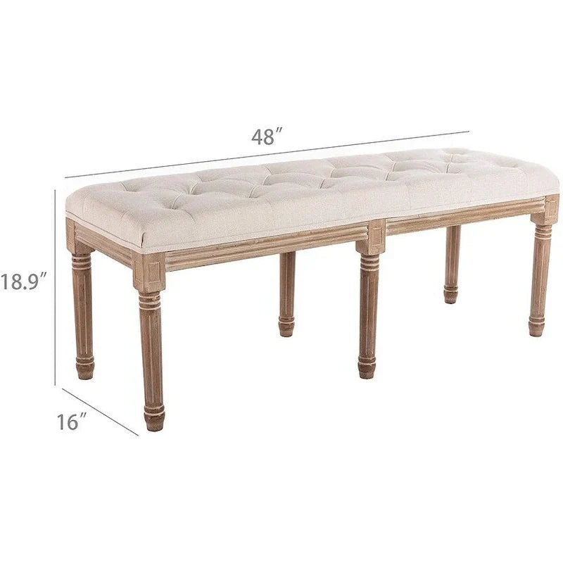 Panca/Poggiapiedi Rettangolare Trapuntata Extra Lunga 48 - Beige