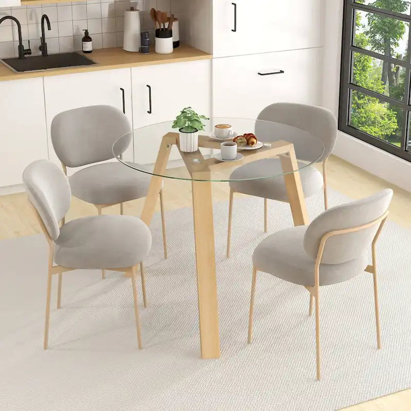 Tavolo da Pranzo Rotondo in Vetro Costway 36 per 4 Persone con Vetro Temperato - Vedi Dettagli