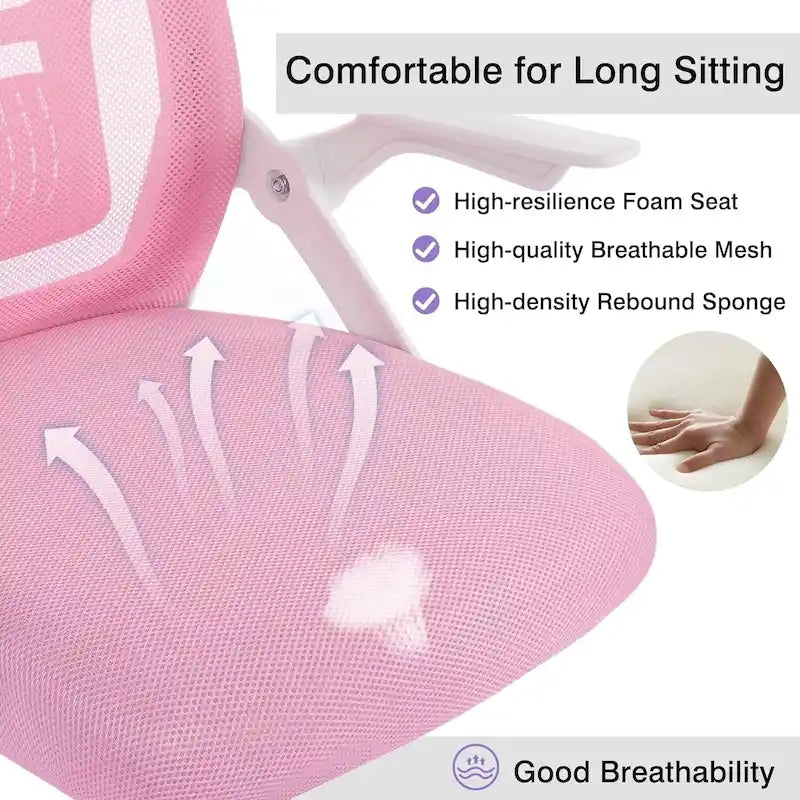 Javlergo Sedia da Ufficio Girevole a Schienale Medio con Supporto Lombare, Sedia da Scrivania Ergonomica da Computer in Rete con Braccioli