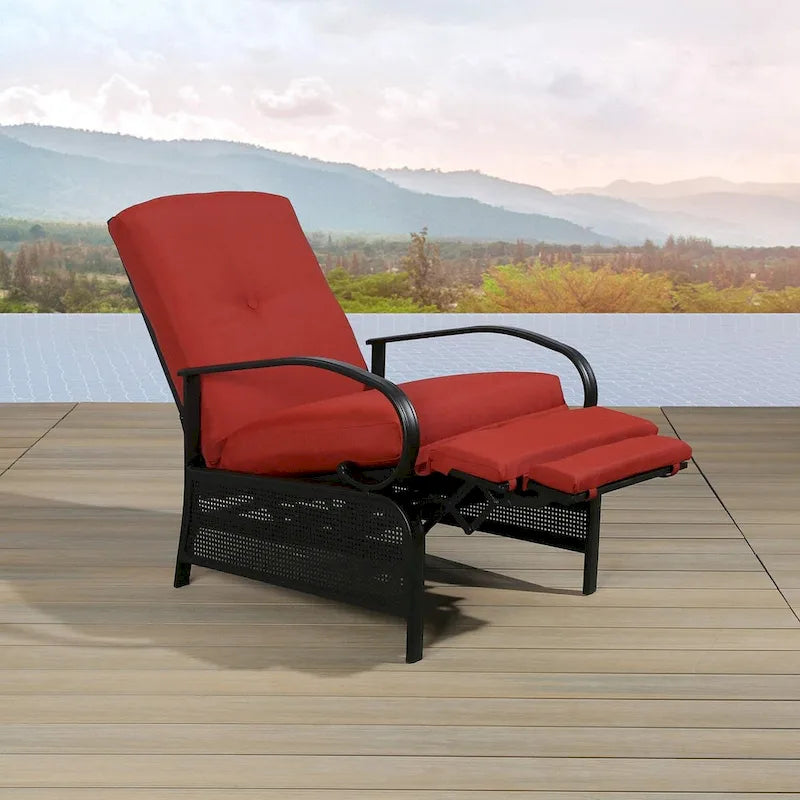 Poltrona Reclinabile Regolabile da Esterno con Cuscino - 38 (P) x 26.5 (L) x 38.5 (A) POLLICI