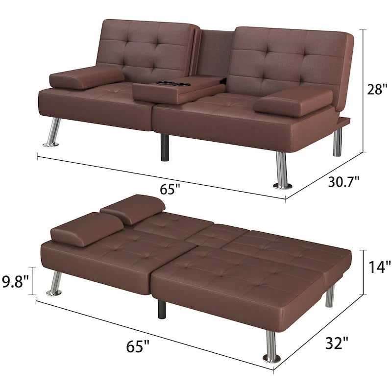 Divano letto futon convertibile Homall con portabicchieri e cuscini
