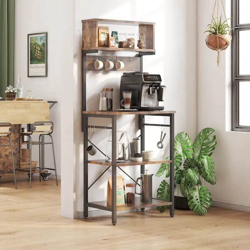 Scaffale da cucina per fornaio da 60 pollici con credenza 8 ganci laterali