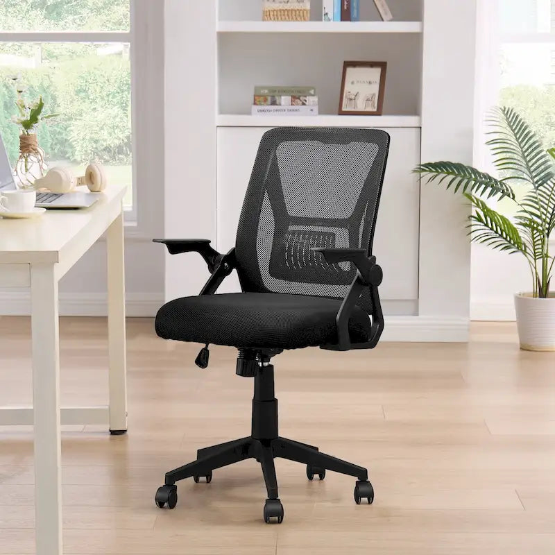 Javlergo Sedia da Ufficio Girevole a Schienale Medio con Supporto Lombare, Sedia da Scrivania Ergonomica da Computer in Rete con Braccioli