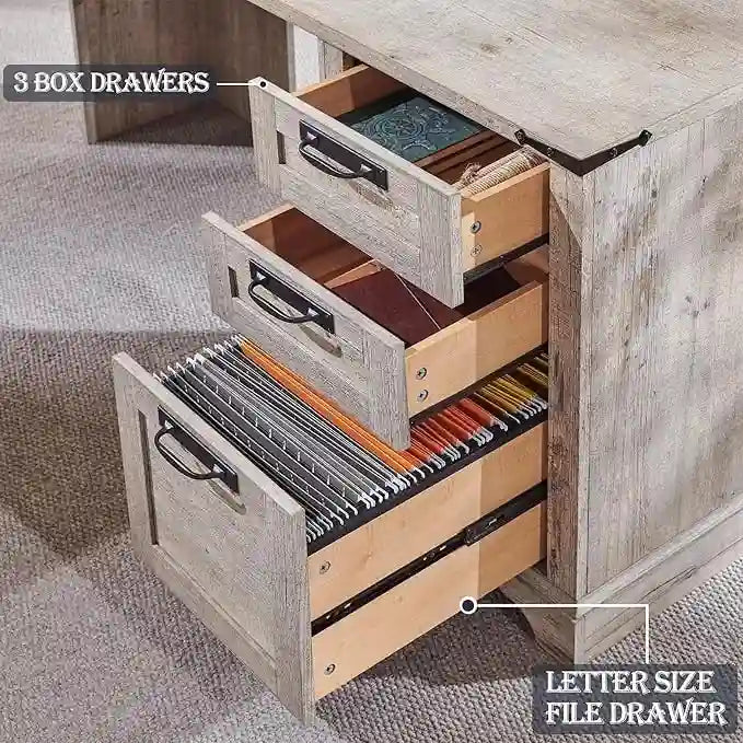 60 Scrivania Direzionale a L da Fattoria, Scrivania ad Angolo in Legno, Scrivania per Computer