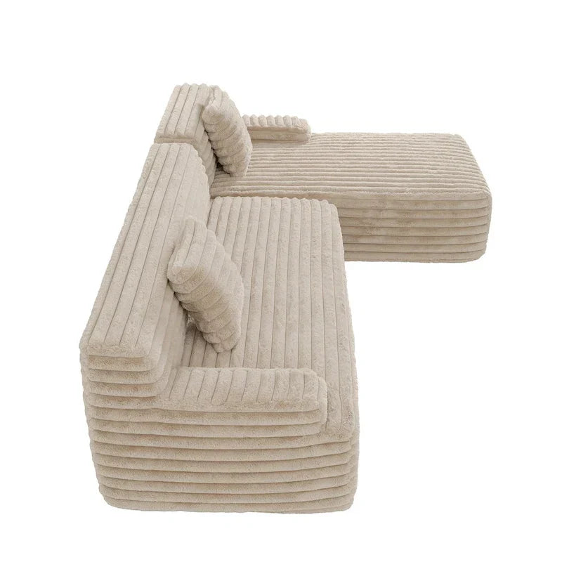 Divano componibile Cloud, divano moderno imbottito con 2 cuscini decorativi, divano combinabile liberamente, divano componibile a L