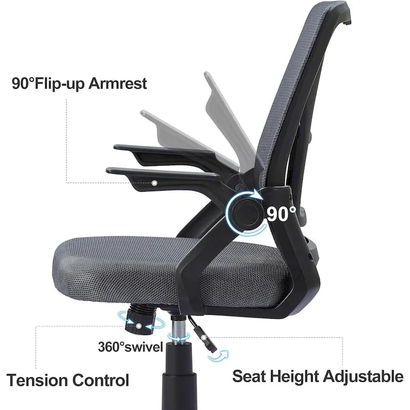 Javlergo Sedia da Ufficio Girevole a Schienale Medio con Supporto Lombare, Sedia da Scrivania Ergonomica da Computer in Rete con Braccioli