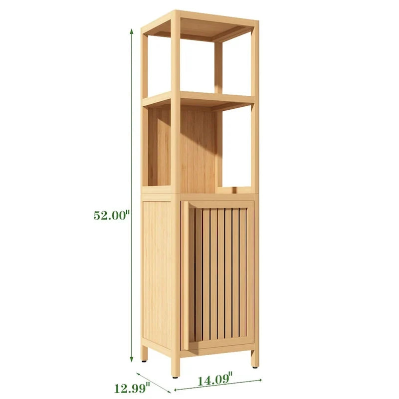 Mobile bagno alto 52 a 1 anta in legno naturale con ripiano a giorno