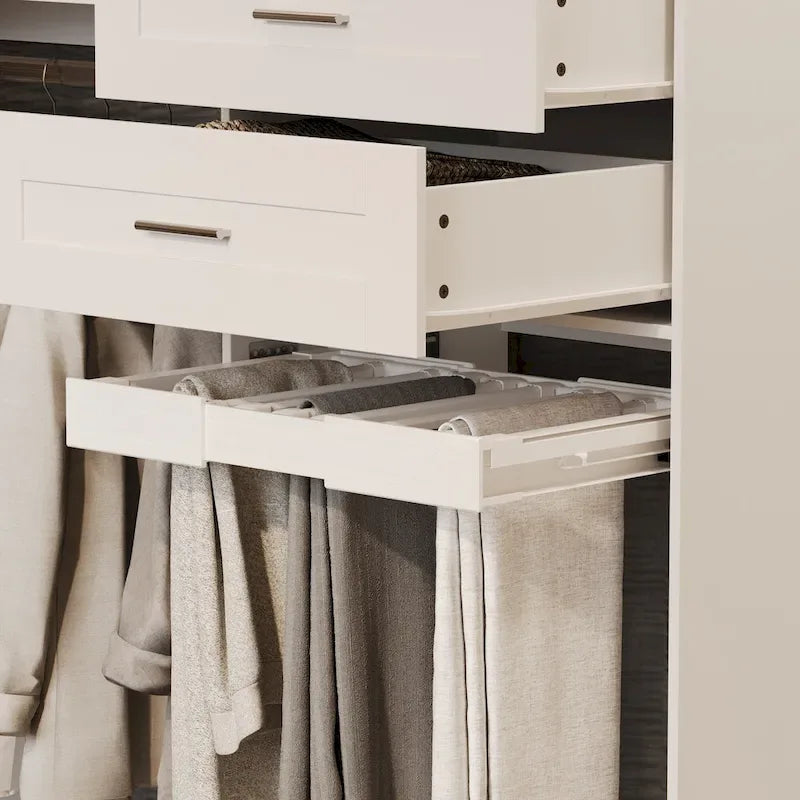 Armadio ad angolo con 2 aste appendiabiti, porta pantaloni e scarpiera, Organizer Armadi