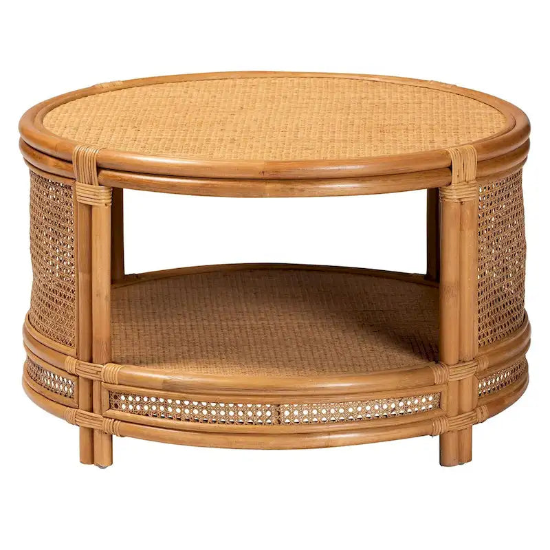 Tavolino da caffè Louis moderno bohémien bali & pari in rattan naturale marrone