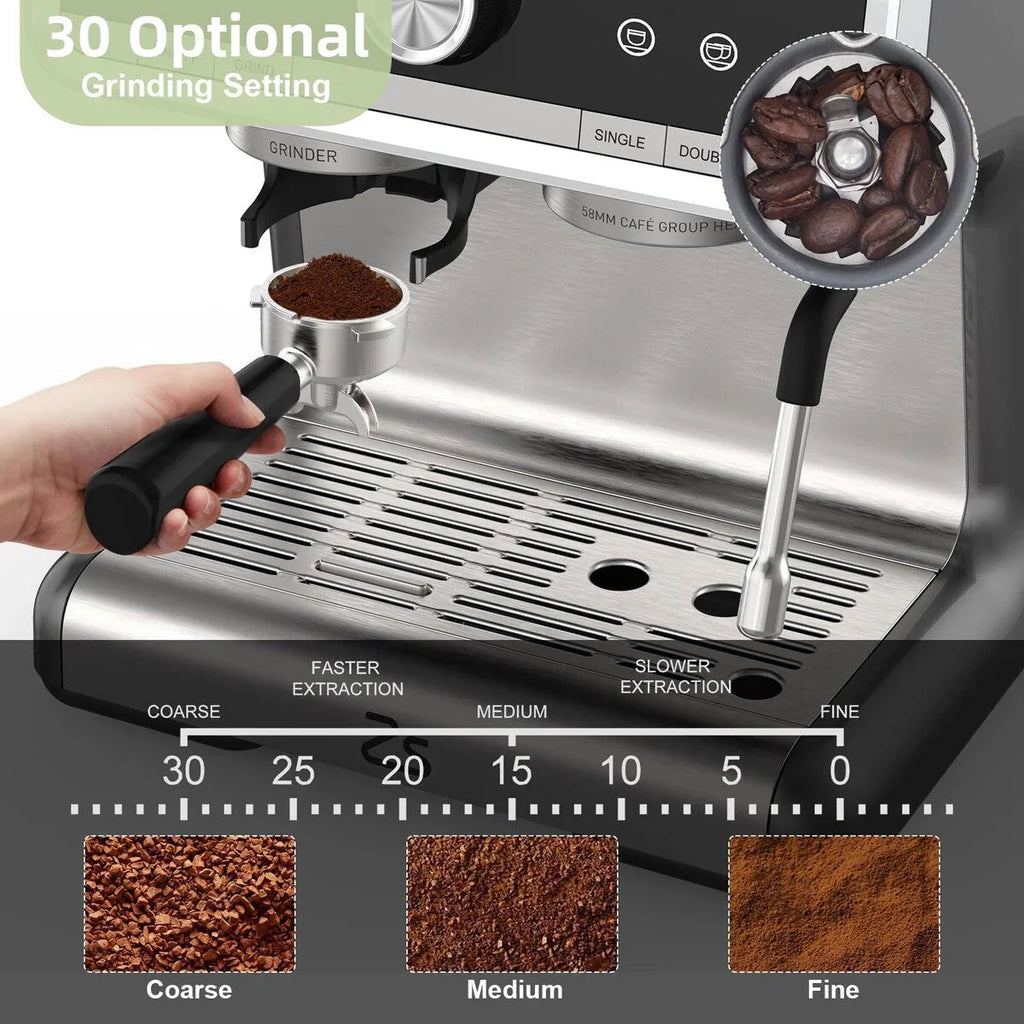 Macchina da caffè espresso, con macinacaffè, serbatoio dell'acqua da 2,8 L
