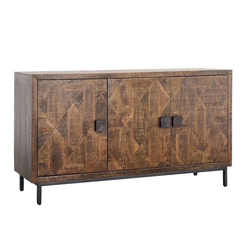 Credenza a 2 cassetti, 63 pollici di larghezza, marrone