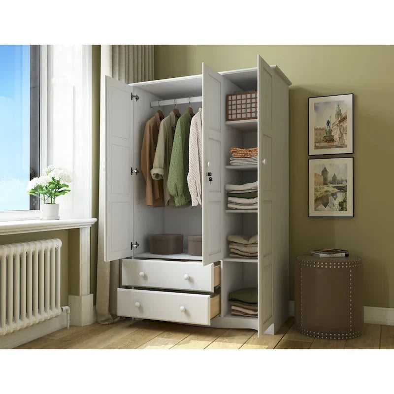 Guardaroba a 3 ante - Bianco/Moka/Java - Legno massello