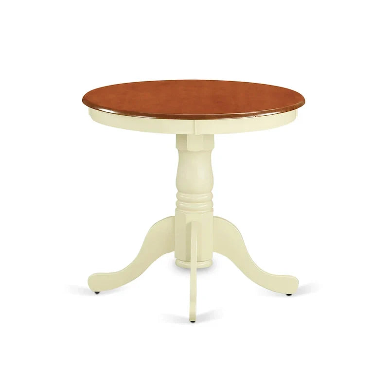 East West Furniture Eden - Tavolo da pranzo rotondo con base a piedistallo, colore burro e ciliegio