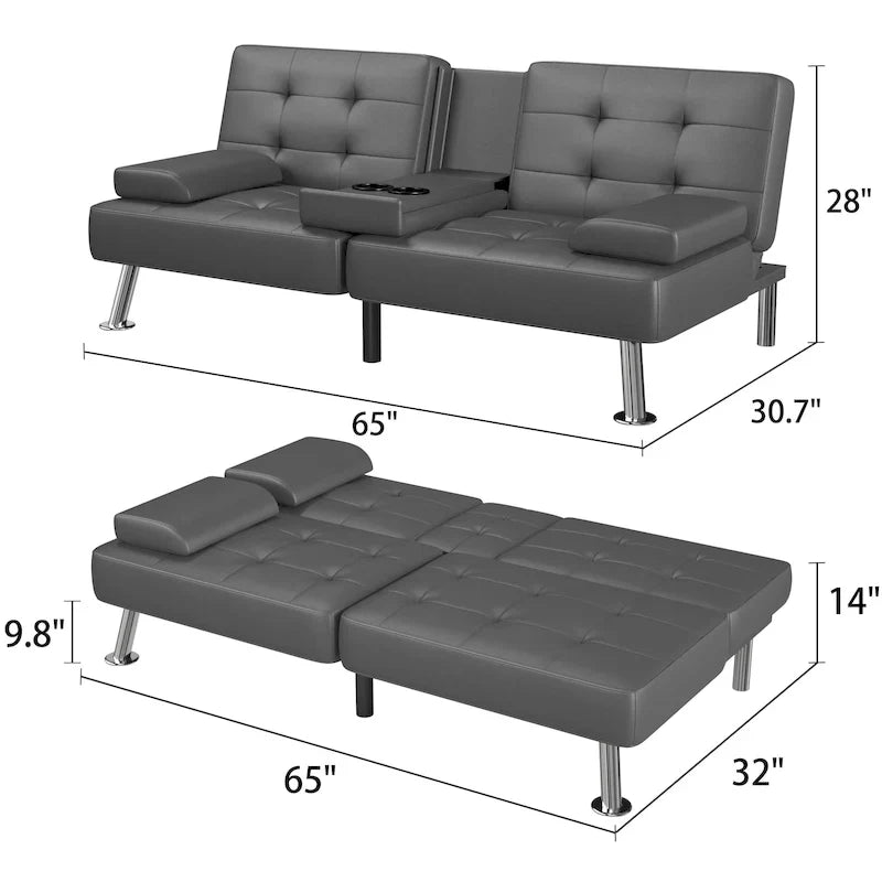 Divano letto futon convertibile Homall con portabicchieri e cuscini