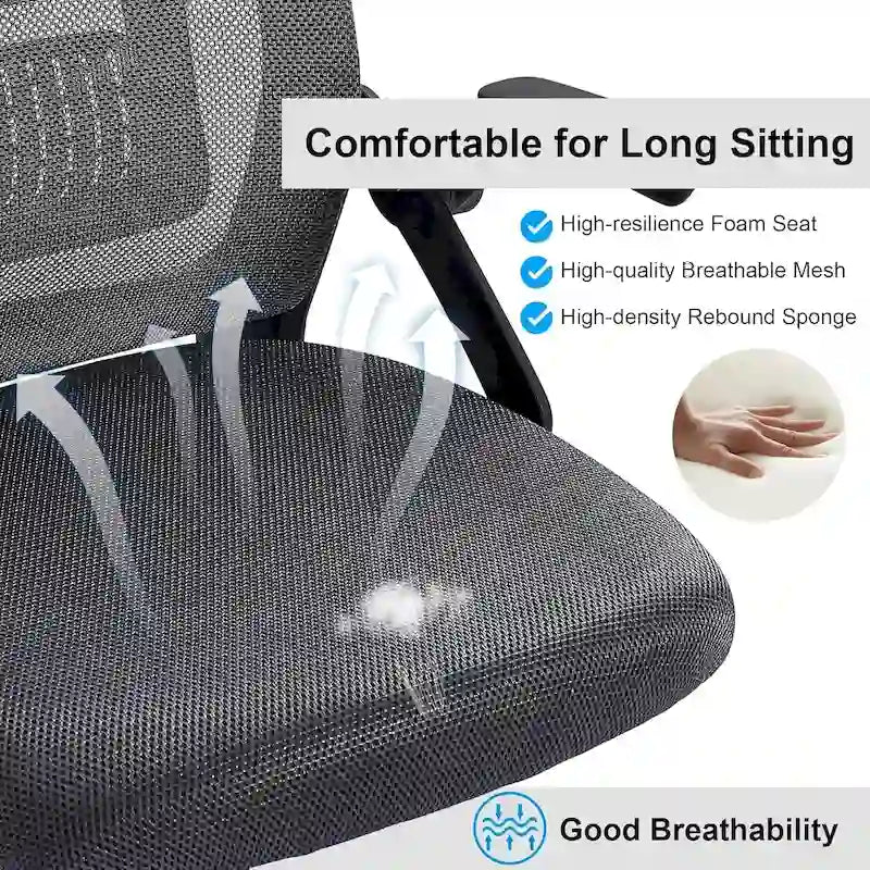 Javlergo Sedia da Ufficio Girevole a Schienale Medio con Supporto Lombare, Sedia da Scrivania Ergonomica da Computer in Rete con Braccioli