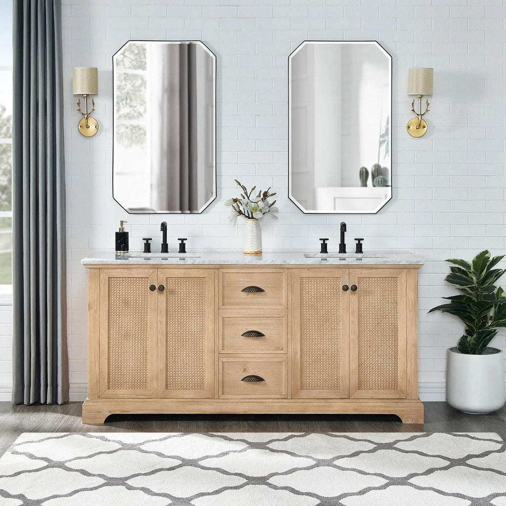 Mobile bagno Hervas con top in marmo naturale senza specchio