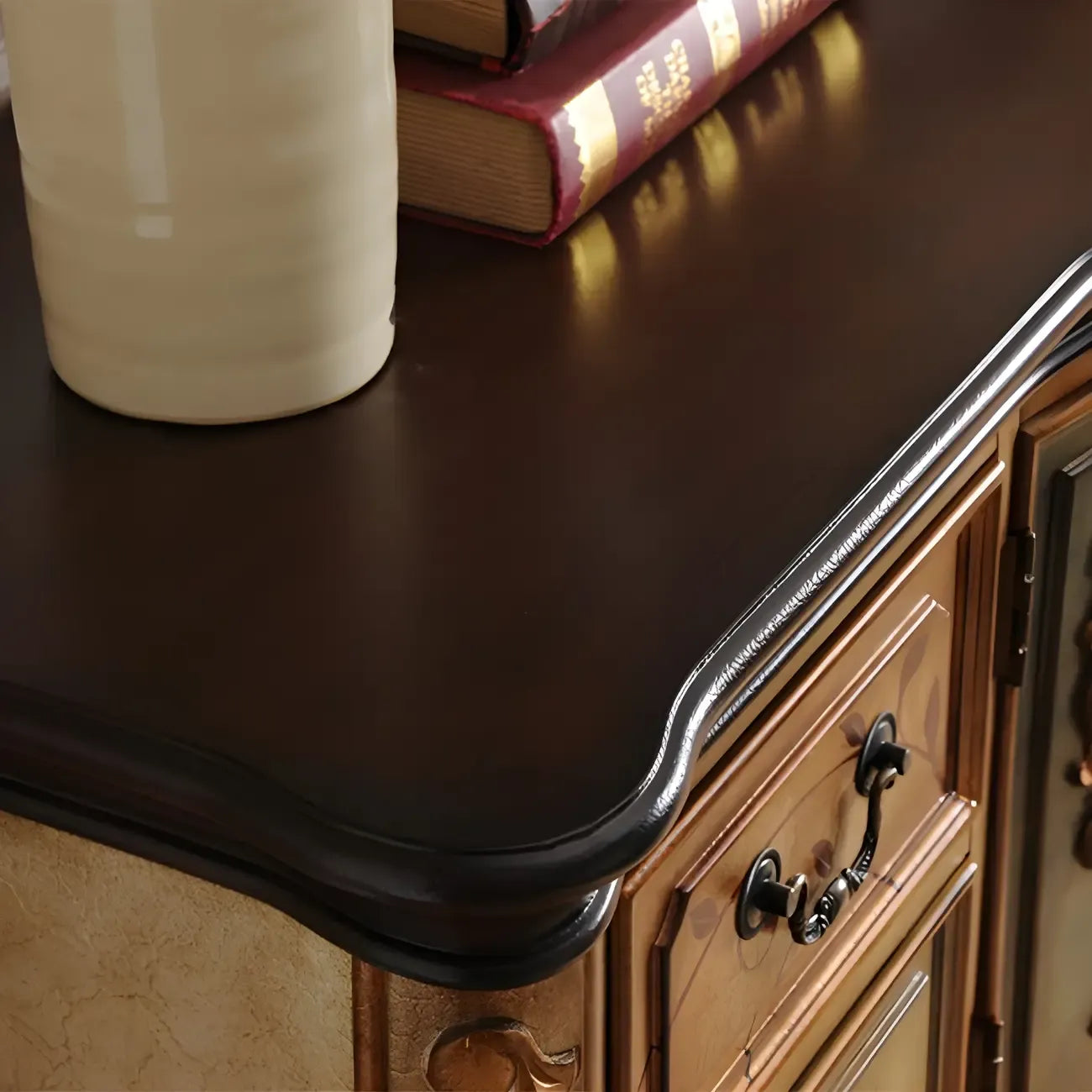 Consolle da Ingresso in Legno Stile Caffè Francese con Cassetti