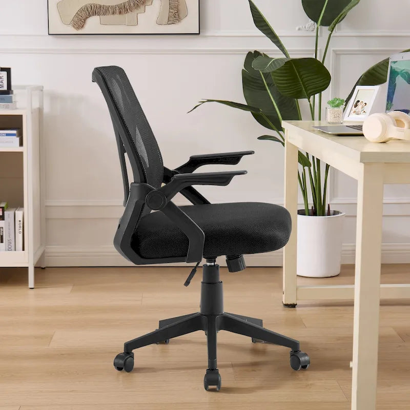 Javlergo Sedia da Ufficio Girevole a Schienale Medio con Supporto Lombare, Sedia da Scrivania Ergonomica da Computer in Rete con Braccioli