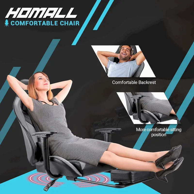 Sedia da gaming con poggiapiedi - Sedia da scrivania ergonomica