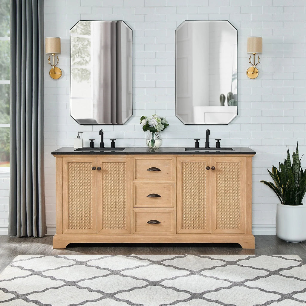 Mobile bagno Hervas con top in marmo naturale senza specchio
