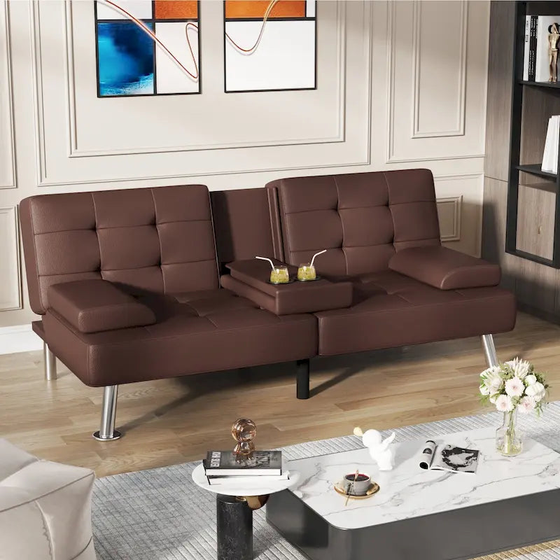 Divano letto futon convertibile Homall con portabicchieri e cuscini
