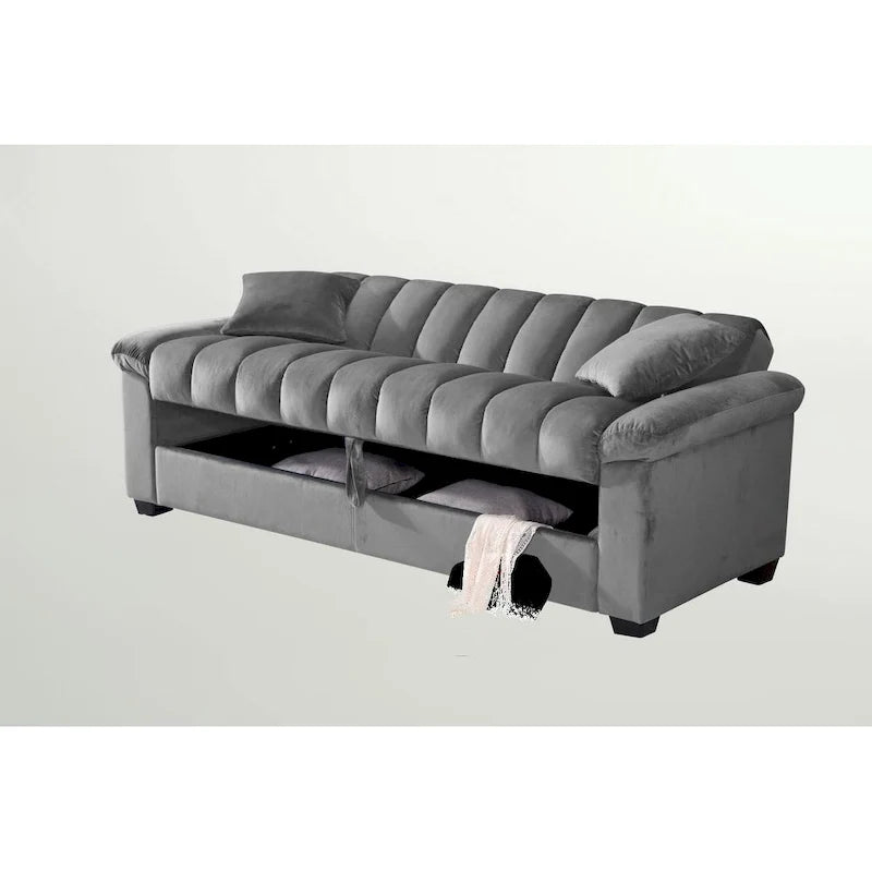Divano letto convertibile in velluto da 82,7" con 2 cuscini