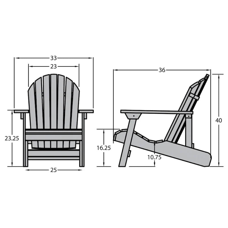 Sedia Adirondack Pieghevole e Reclinabile King-Size HIGHWOOD