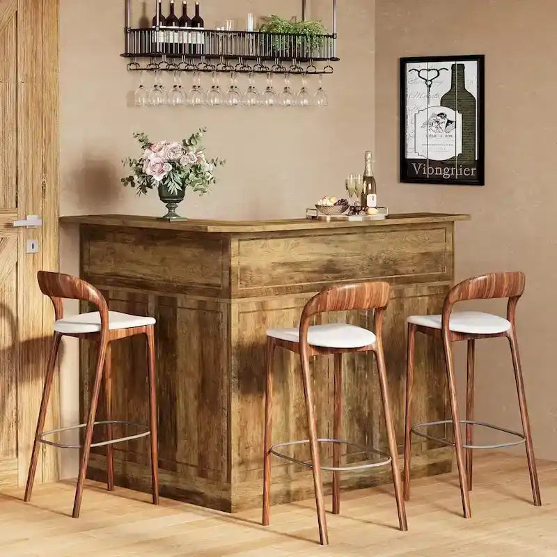 Mobile bar a L con portabicchieri da vino per pub domestico