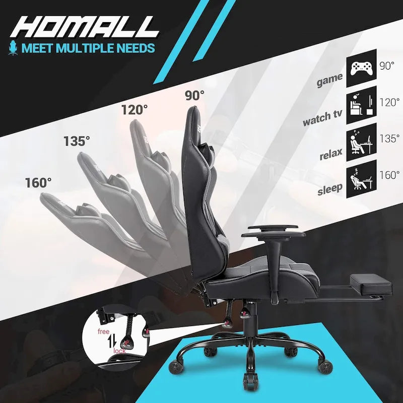 Sedia da gaming con poggiapiedi - Sedia da scrivania ergonomica