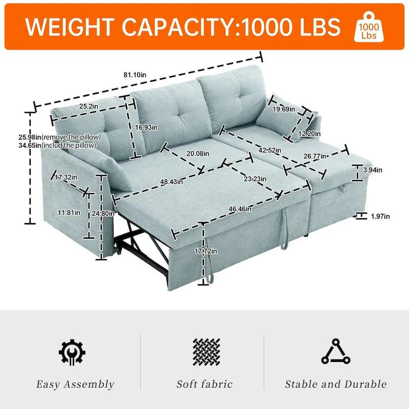 Divano Sezionale a L con Chaise Reversibile, Rivestimento in Velluto a Coste/Ciniglia, con Bracciolo Portaoggetti e Tasca Laterale