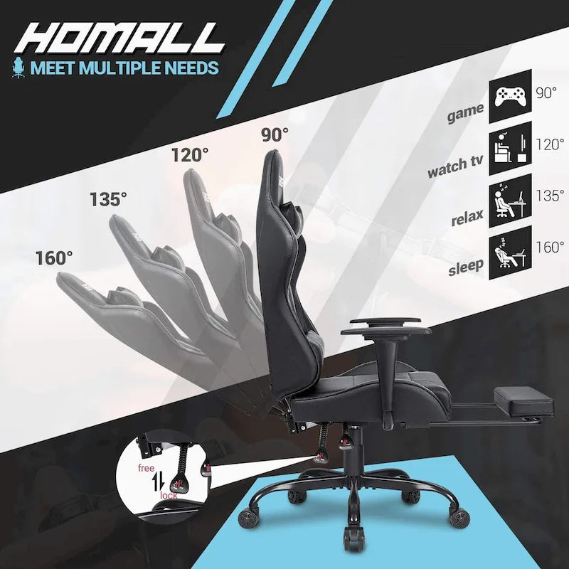 Sedia da gaming con poggiapiedi - Sedia da scrivania ergonomica