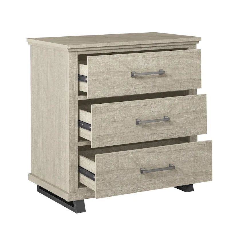 Set camera da letto 4 pezzi stile rustico - 2 comodini, 1 cassettone e 1 comò