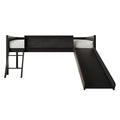Letto a soppalco basso classico singolo CraftPorch con lavagna, scivolo e scaletta