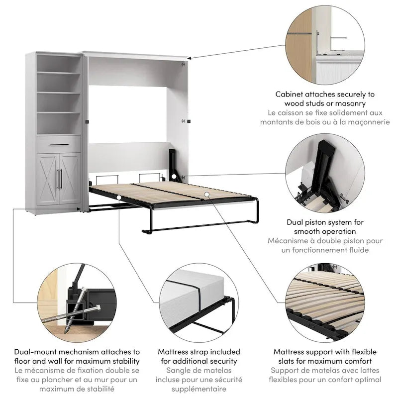Letto a scomparsa Full Murphy Key West con armadio guardaroba (88W) di Bestar