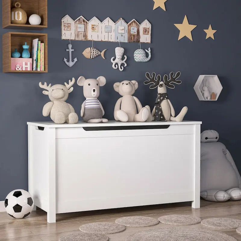 Contenitore portagiochi in legno per bambini con coperchio incernierato di sicurezza, per bambini dai 3 anni in su
