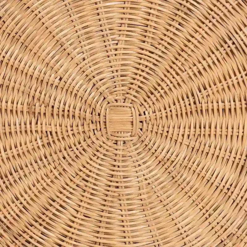 Tavolino in rattan naturale Avalon Scallop - Tavolino in vimini intrecciato a mano con base a gonna, stile costiero per soggiorno o corridoio