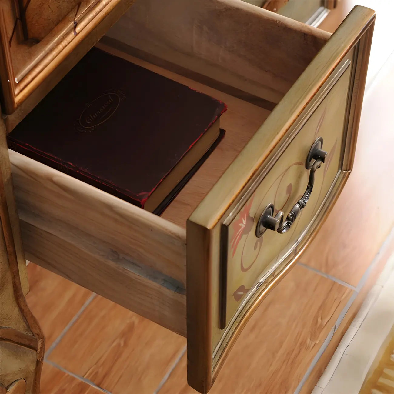 Consolle da Ingresso in Legno Stile Caffè Francese con Cassetti