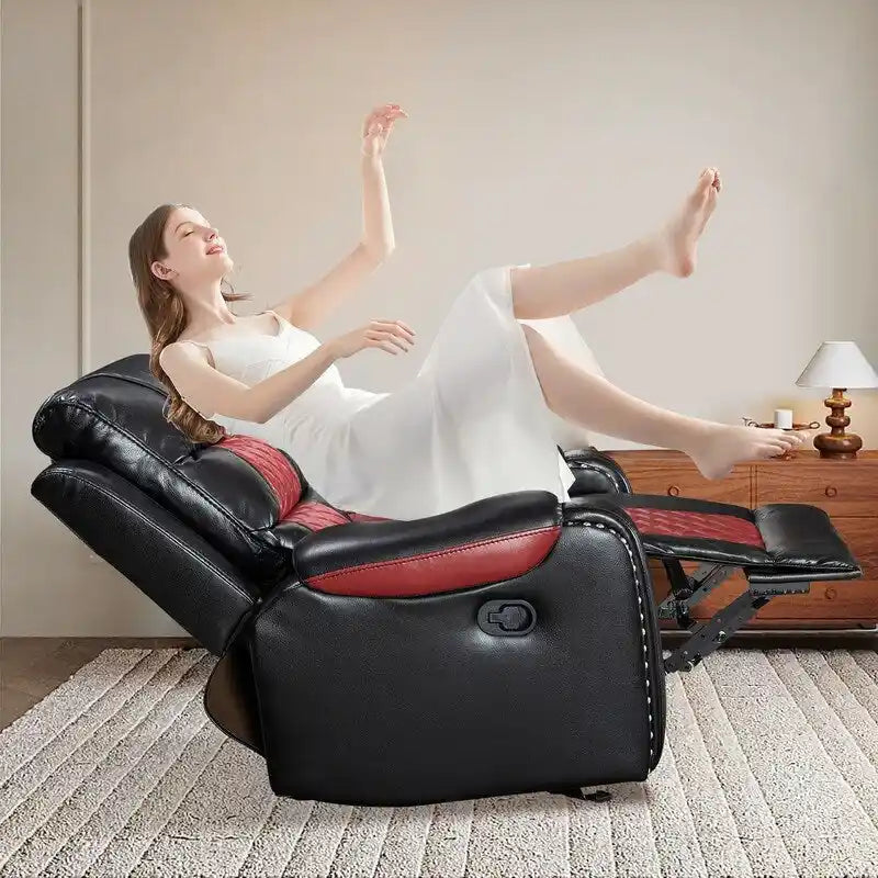 Poltrona reclinabile in similpelle di grandi dimensioni, stile americano, per salotto