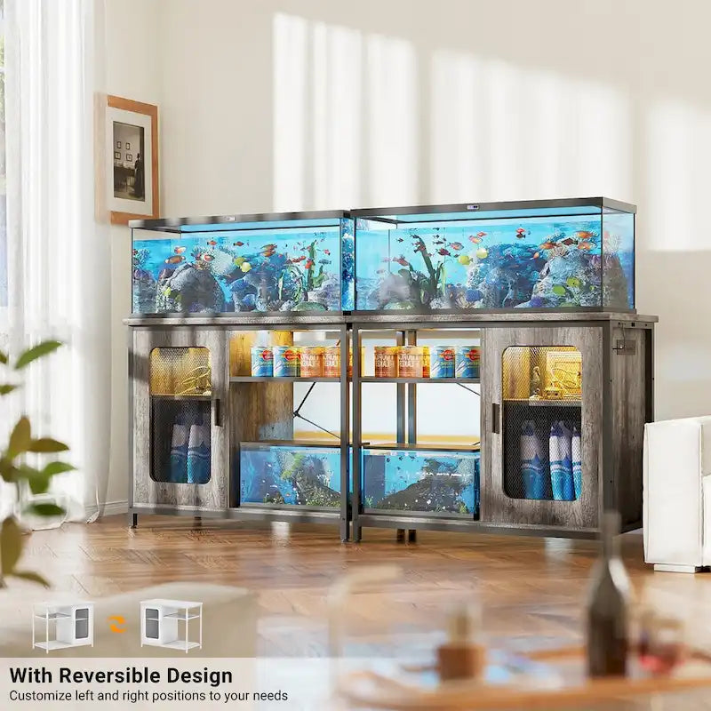 Supporto per acquario da 75-110 litri con prese di corrente e luce a LED