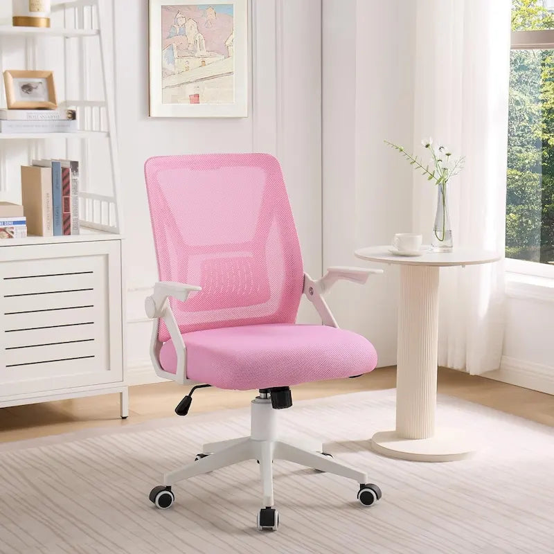 Javlergo Sedia da Ufficio Girevole a Schienale Medio con Supporto Lombare, Sedia da Scrivania Ergonomica da Computer in Rete con Braccioli