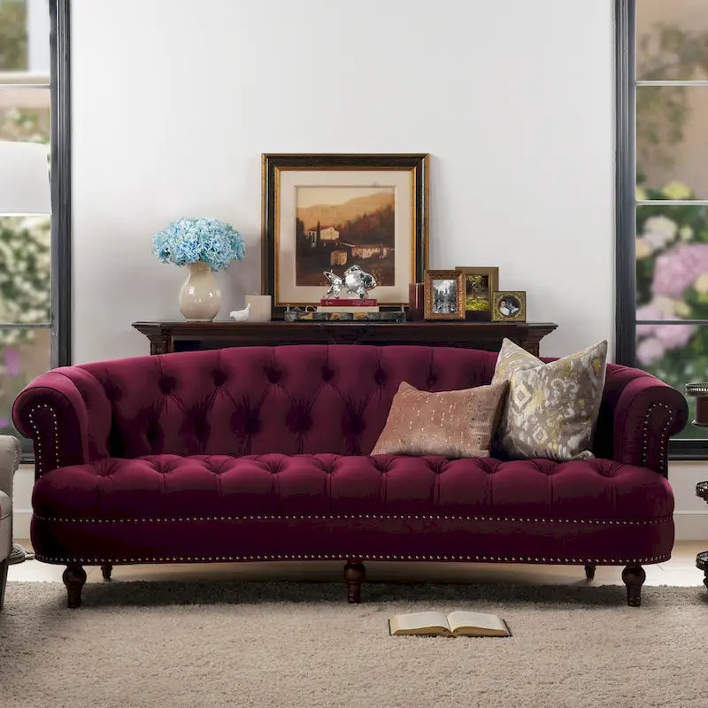 Divano Chesterfield trapuntato in velluto La Rosa 84 Mid-Century Modern