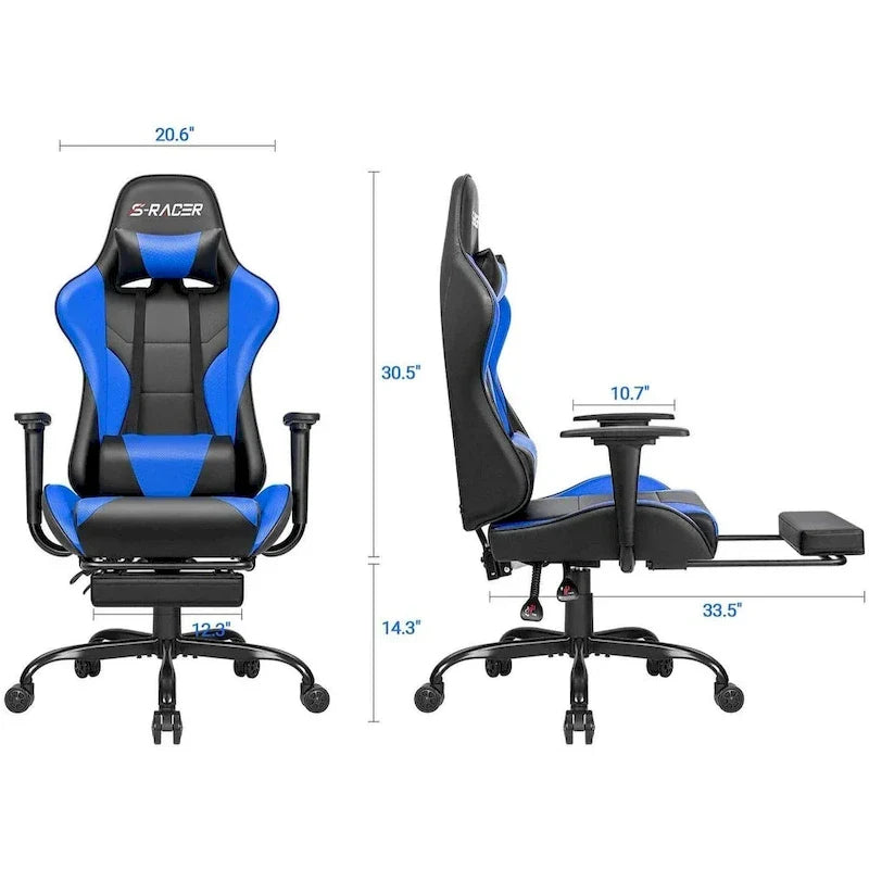 Sedia da gaming con poggiapiedi - Sedia da scrivania ergonomica